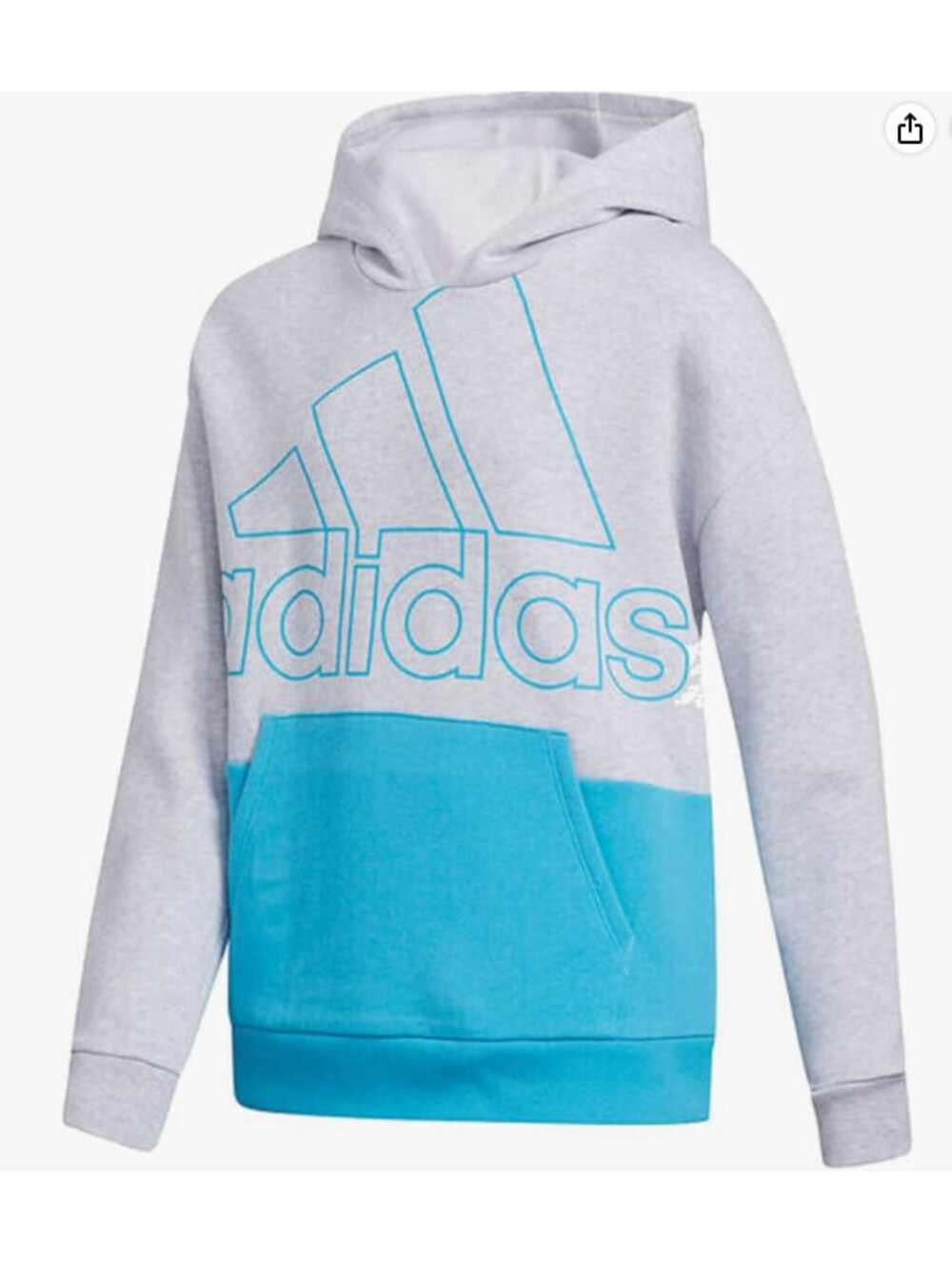 adidas Girls' Hooded Fleece Pullover Sweatshirt (X-Large, Colorblock Light Grey